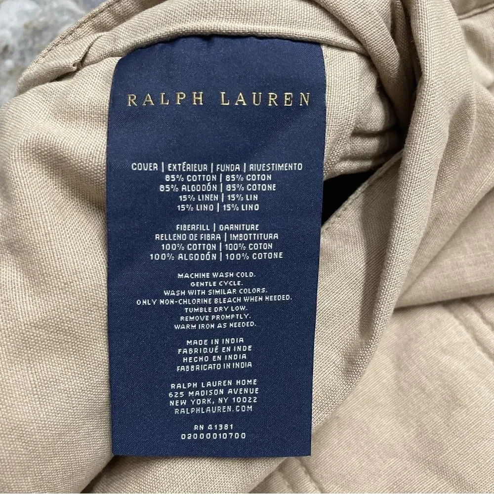 Ralph Lauren Set of 2 Pillow Cover Linen Blend Neutral Tan